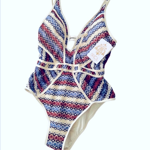 NEW BECCA by Rebecca Virtue Sold Out Driftwoold Crochet One-Piece Swimsuit - Picture 5 of 7